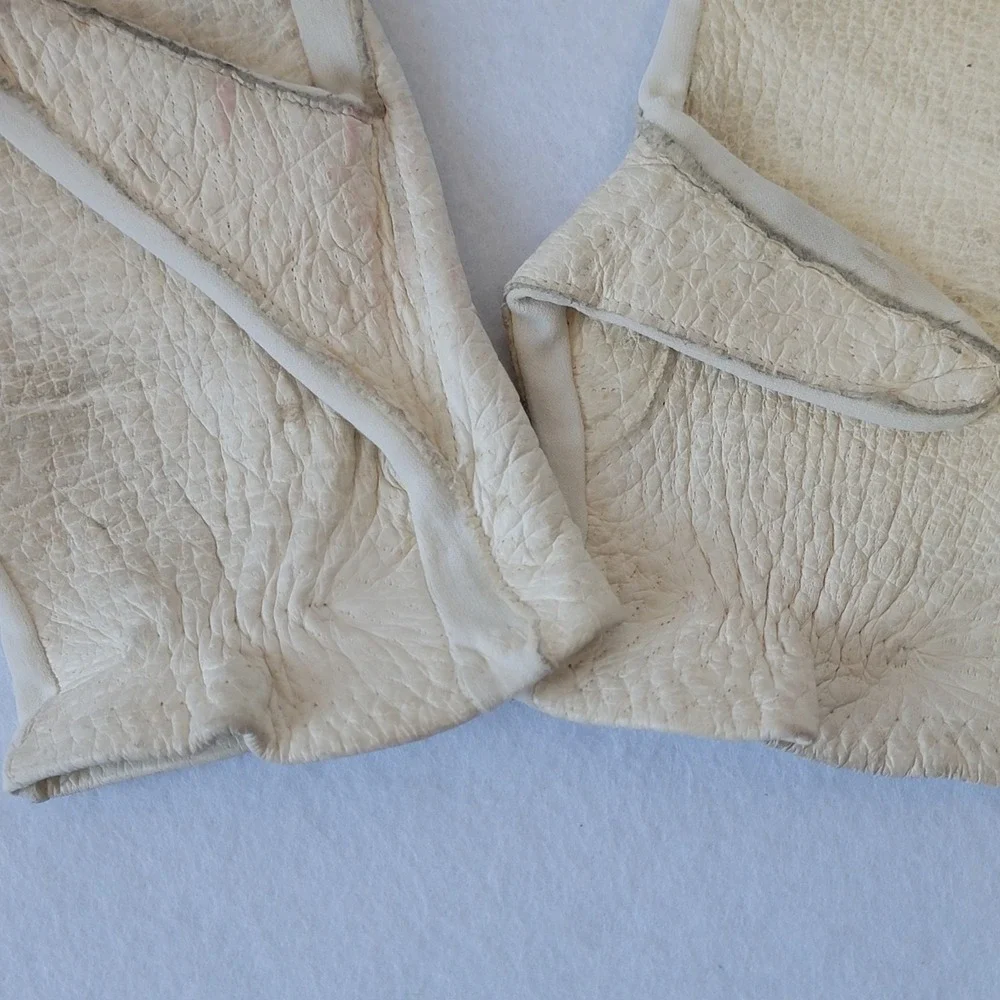 Vintage Van Raalte White Nylon Gloves Size XL Mid-Century Formal Flex Fit